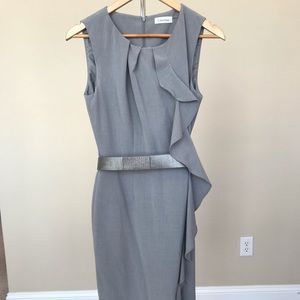 Calvin Klein sz 4 gray belted dress